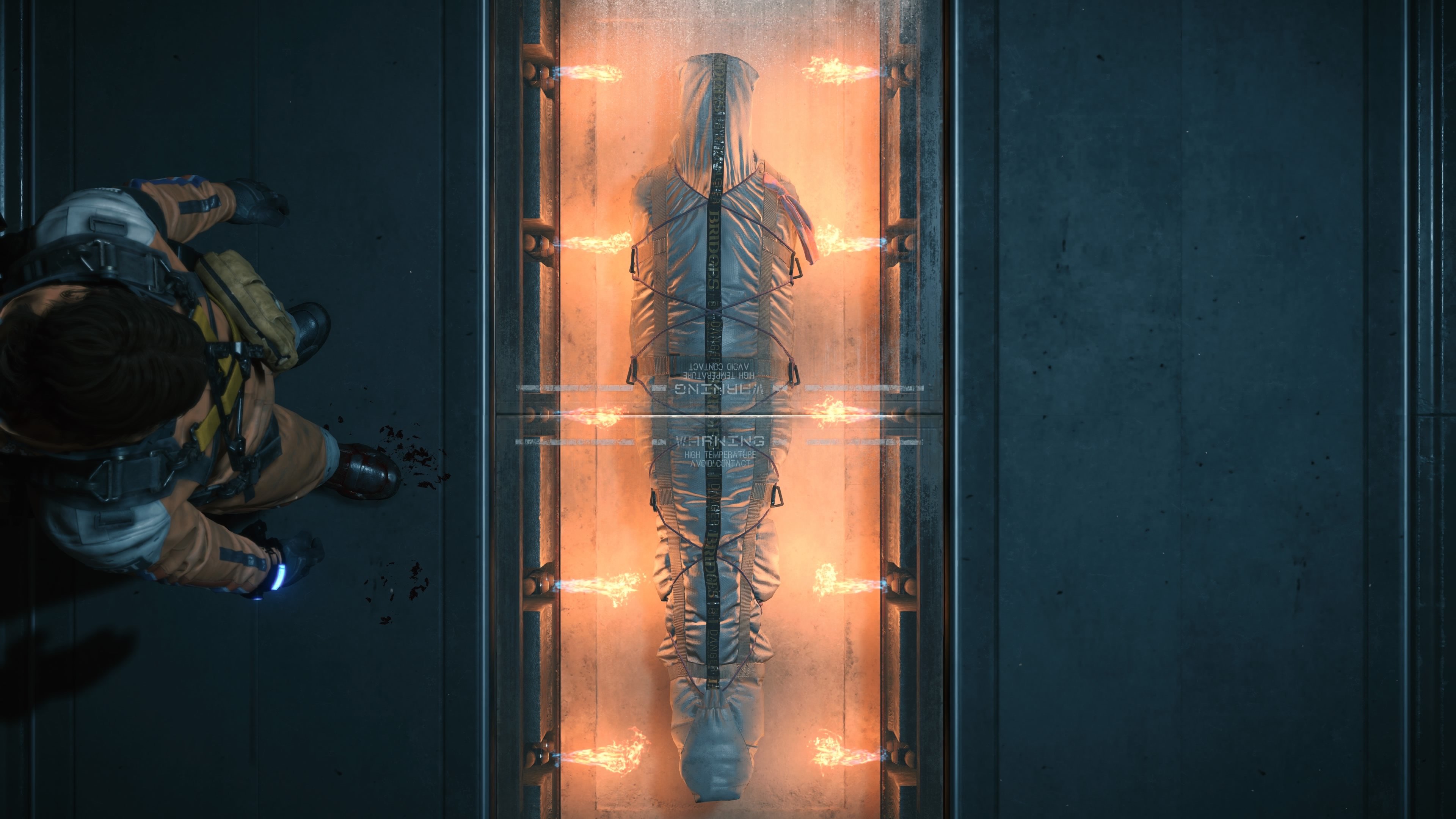 Sam burns Bridget's body in Death Stranding