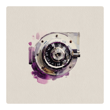A watercolor painting of a very secure-looking lock