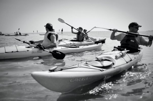 People kayaking on Long Island Sound
