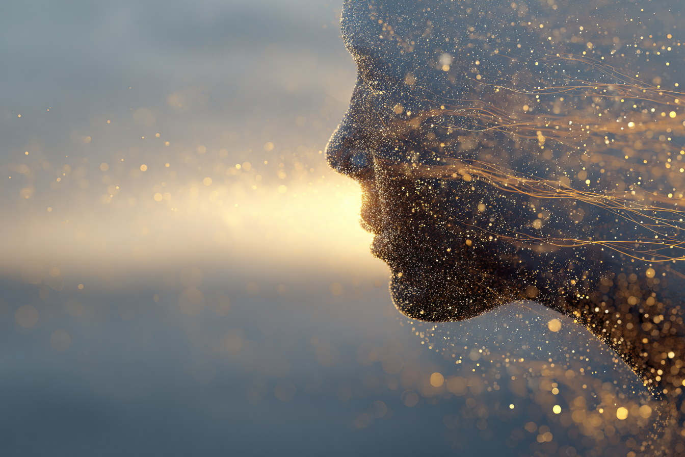 Ethereal person made of memories