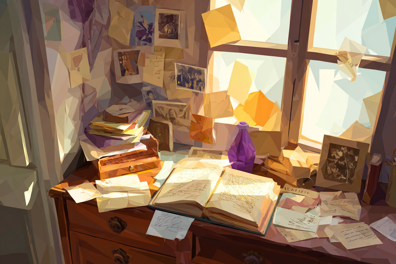 A low poly illustration of a desk