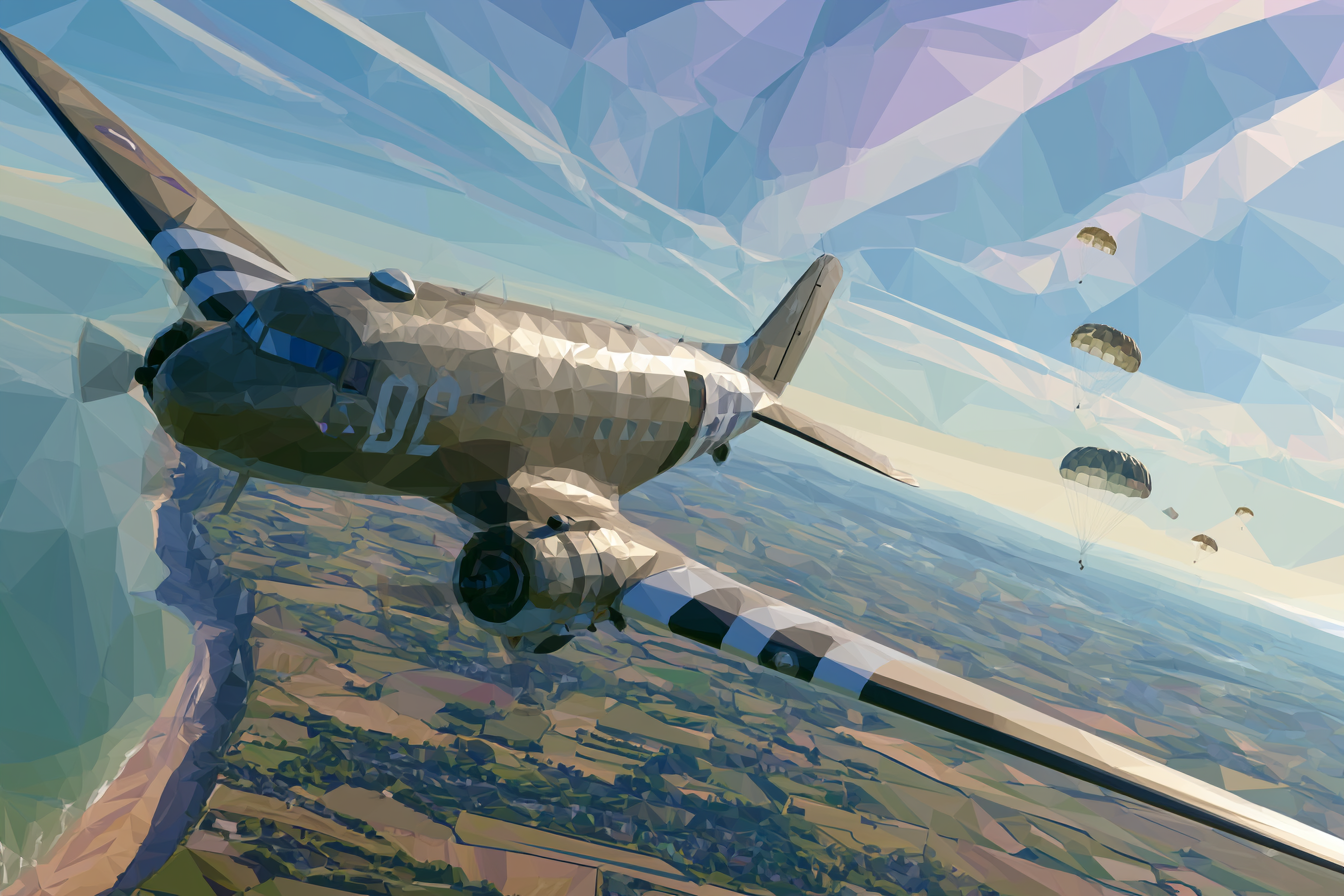 C-47 illustration over Normandy