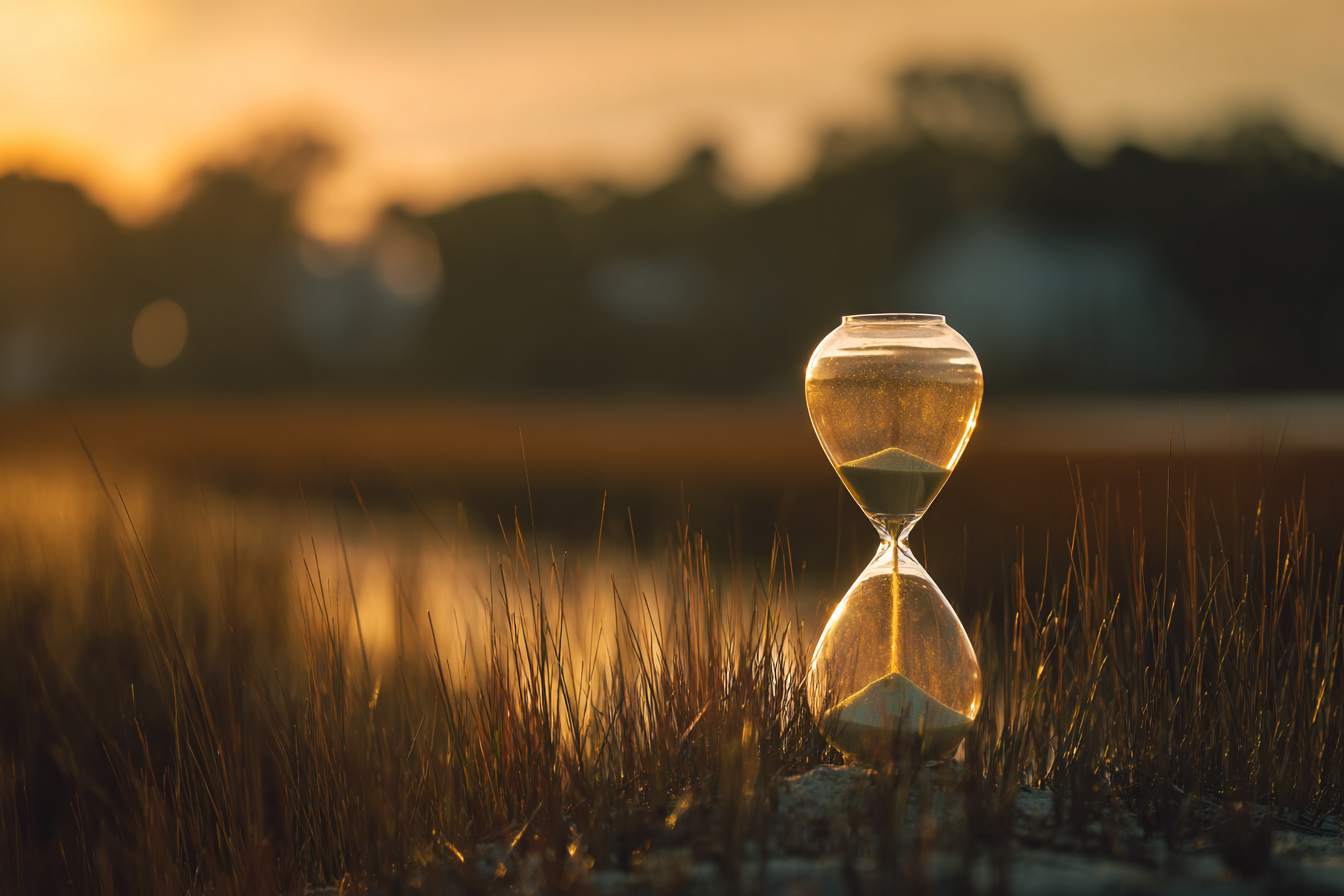 A beautiful hourglass at sunset.