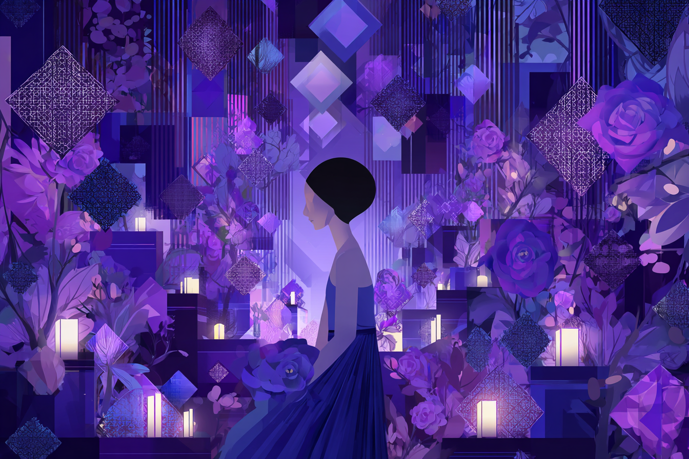 A stylized image of a woman and her memories