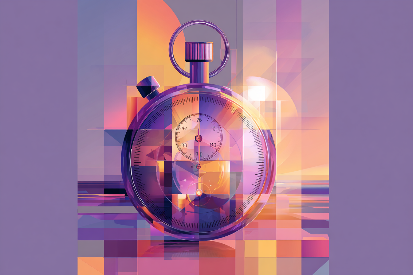 A stylized stopwatch