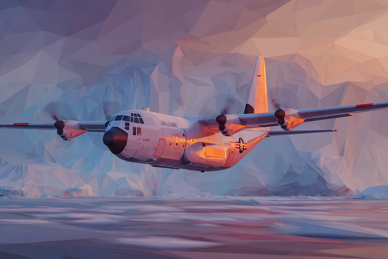 Lockheed LC-130 Hercules Illustration in Antarctica